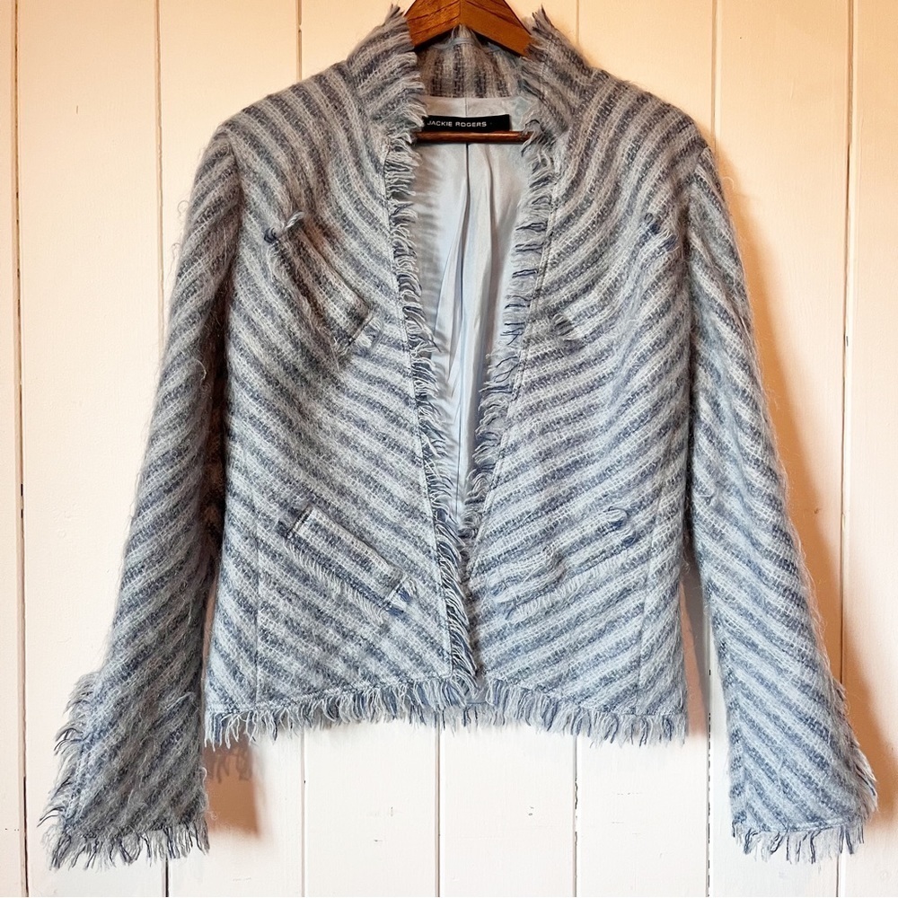 Jackie Rogers Blue Striped Blazer. Size 10.